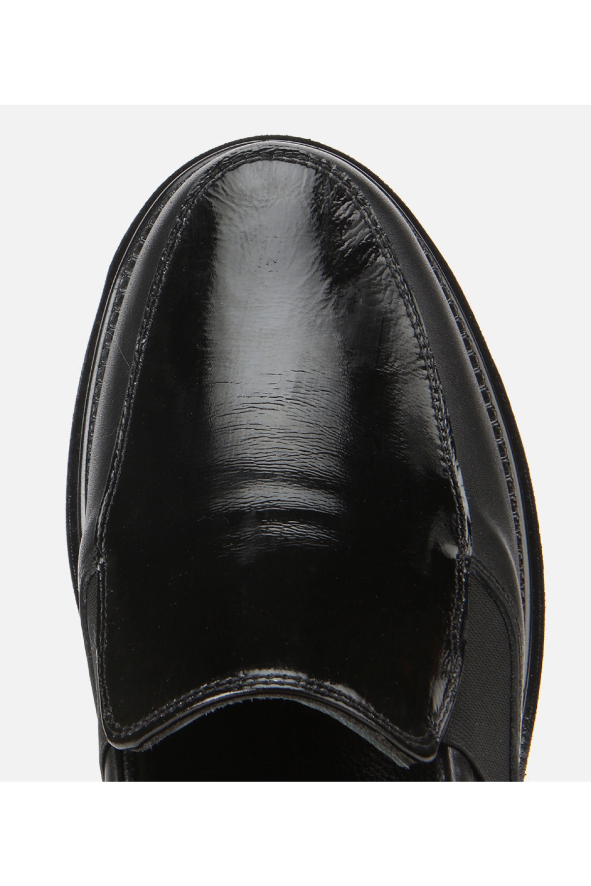 Kadın Deri Siyah Lastik Detaylı Dolgu Topuklu Günlük Loafer - Görsel 5