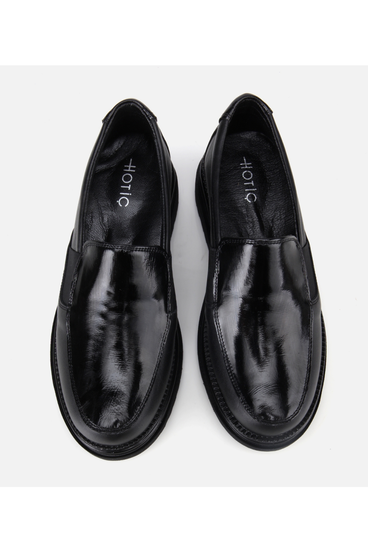 Kadın Deri Siyah Lastik Detaylı Dolgu Topuklu Günlük Loafer - Görsel 6