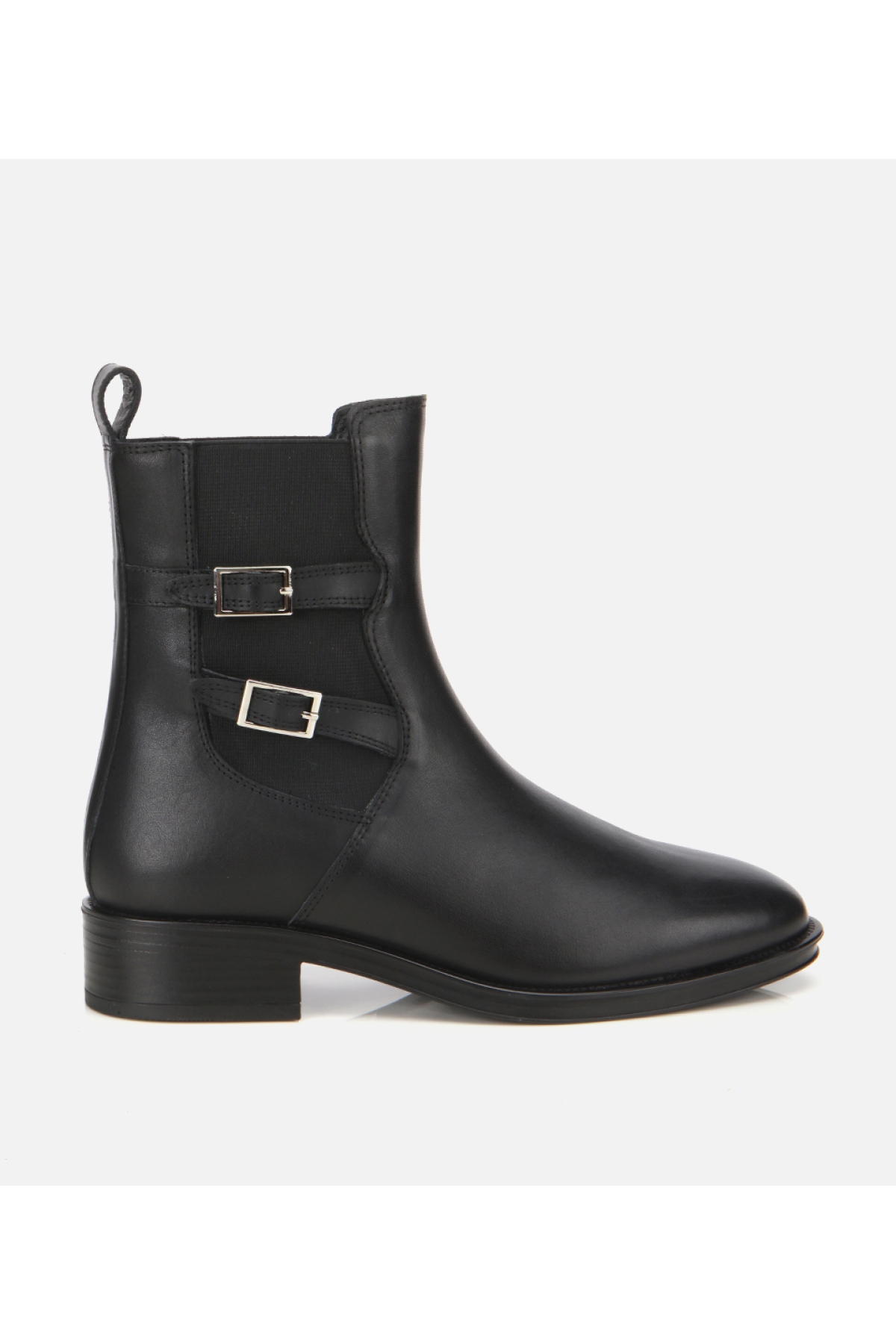 Hotiç Kadın Deri Siyah Tokalı Lastik Detaylı Düz Bot model görseli