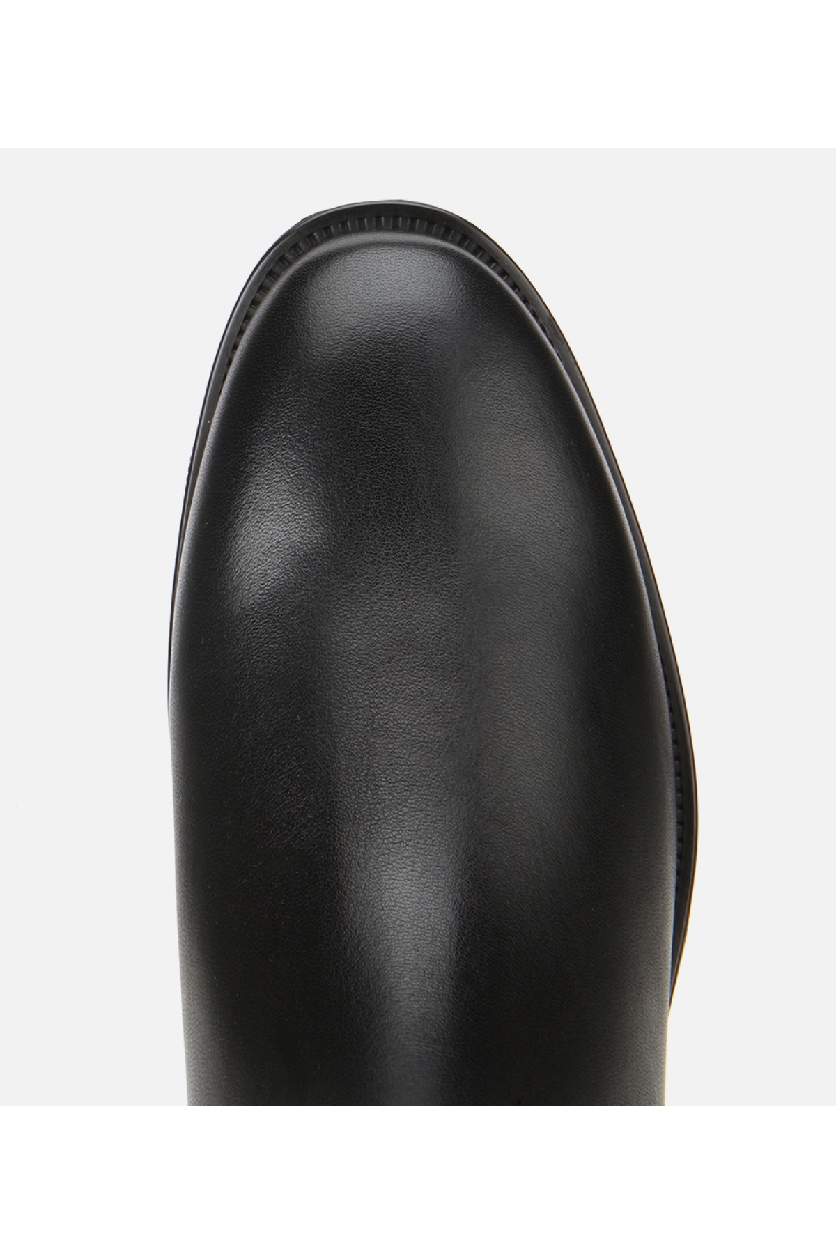 Kadın Deri Siyah Tokalı Lastik Detaylı Düz Bot - Görsel 5