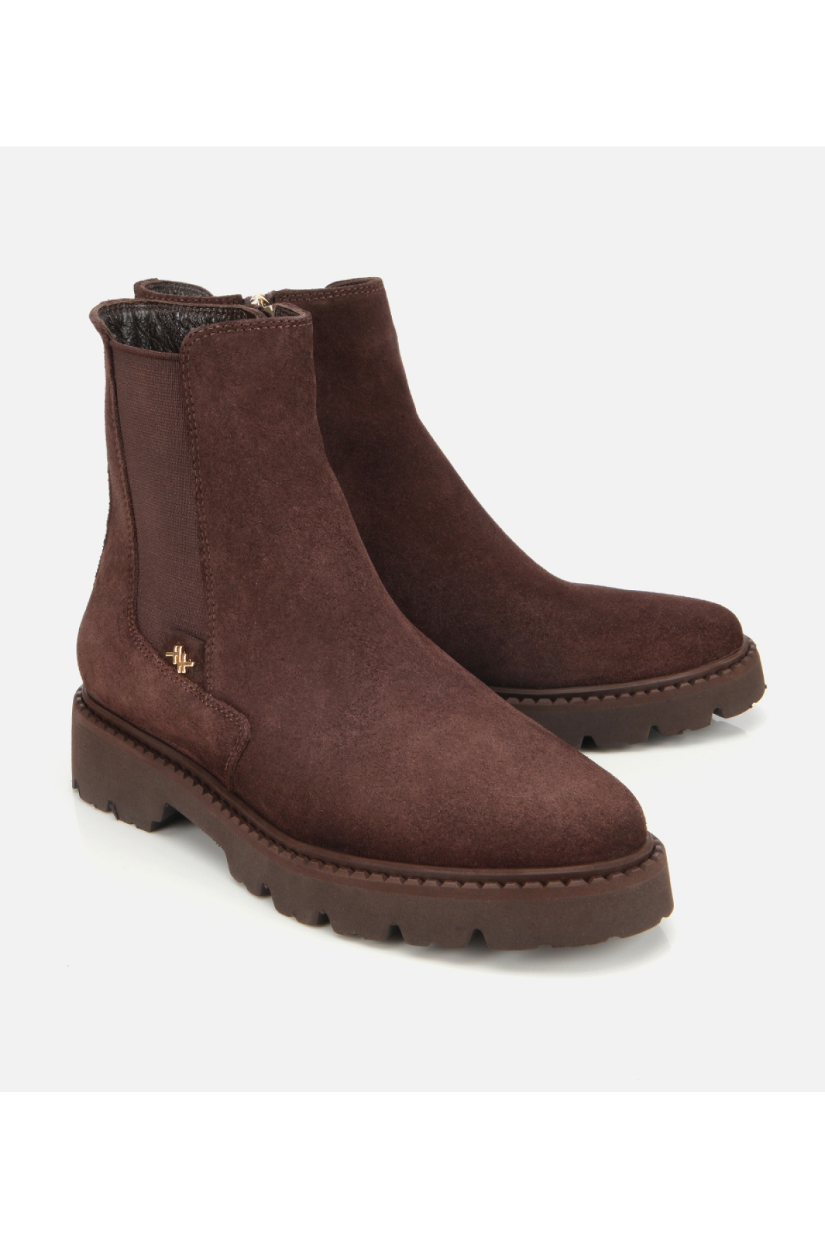 Kadın Süet Deri Kahverengi Lastik Detaylı Düz Bot - Görsel 2