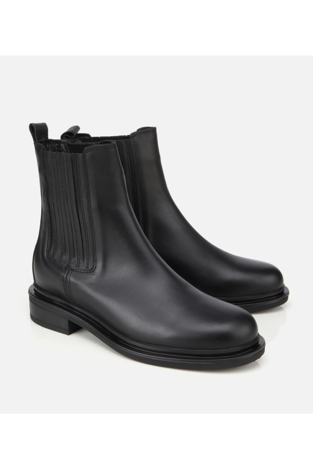 Kadın Deri Siyah Lastik Detaylı Bilekte Düz Bot - Görsel 2