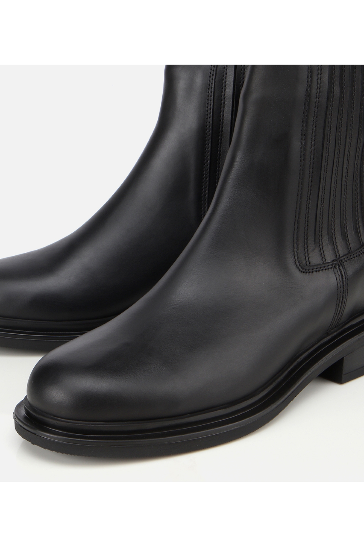 Kadın Deri Siyah Lastik Detaylı Bilekte Düz Bot - Görsel 3