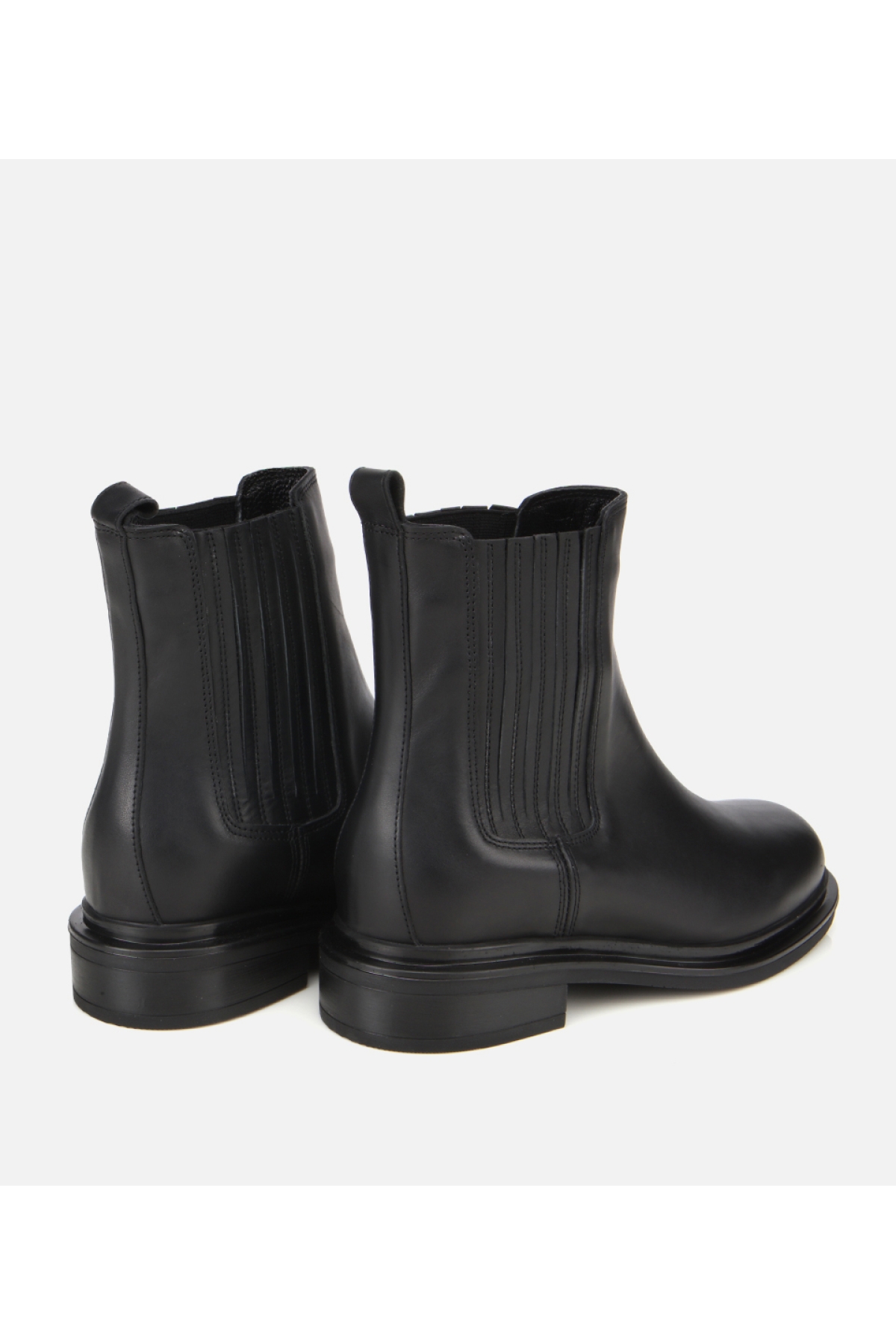 Kadın Deri Siyah Lastik Detaylı Bilekte Düz Bot - Görsel 4