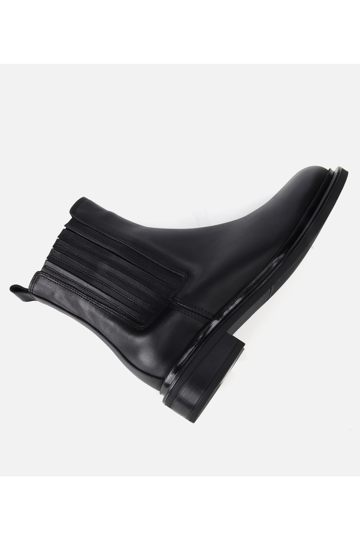 Kadın Deri Siyah Lastik Detaylı Bilekte Düz Bot - Görsel 6