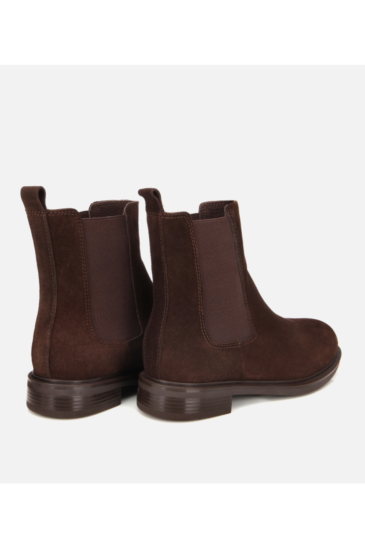Kadın Süet Deri Kahverengi Lastik Detaylı Düz Bot - Görsel 4