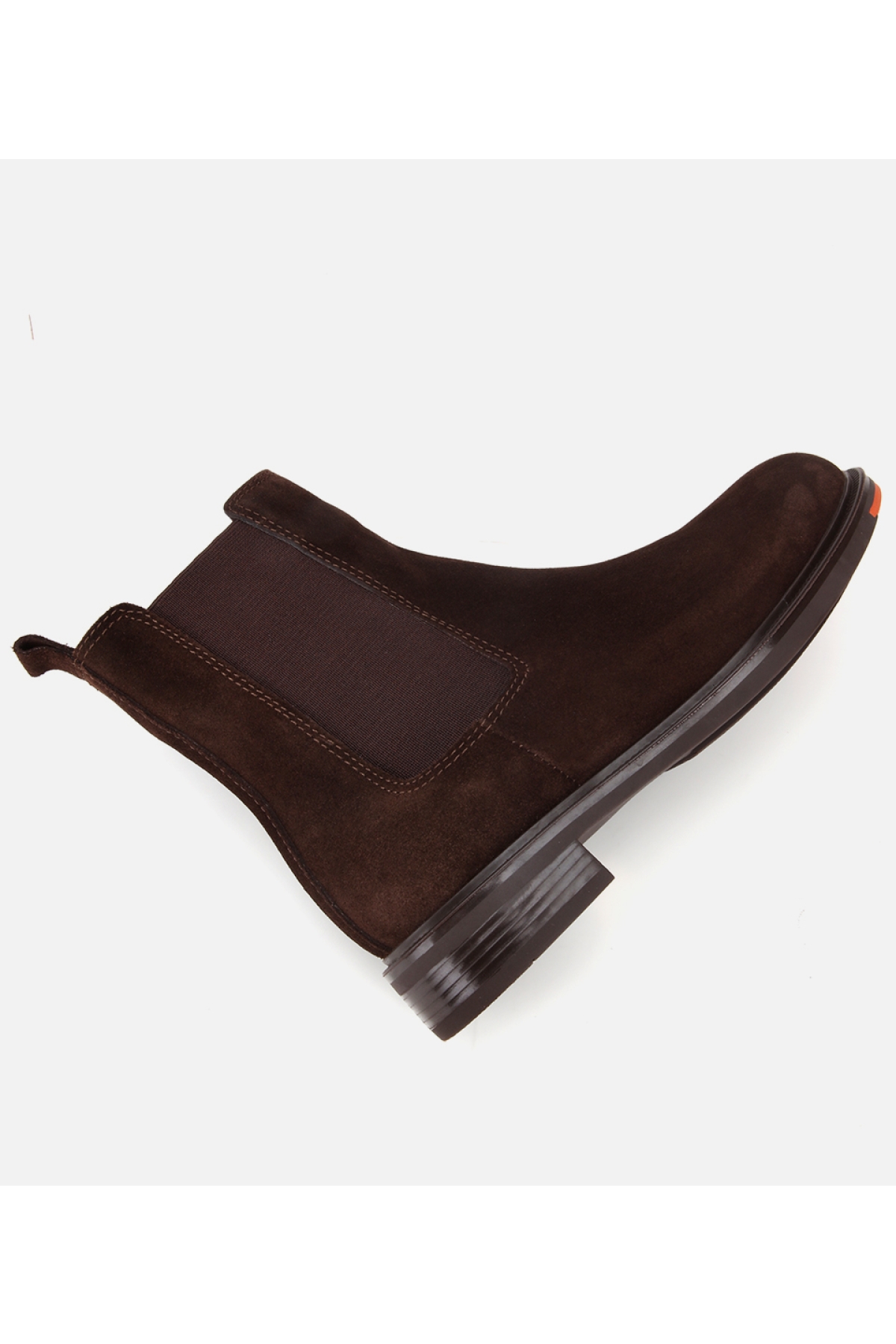 Kadın Süet Deri Kahverengi Lastik Detaylı Düz Bot - Görsel 6