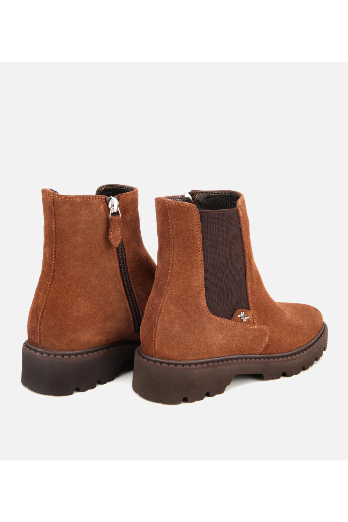 Kadın Süet Deri Taba Lastik Detaylı Düz Bot - Görsel 4