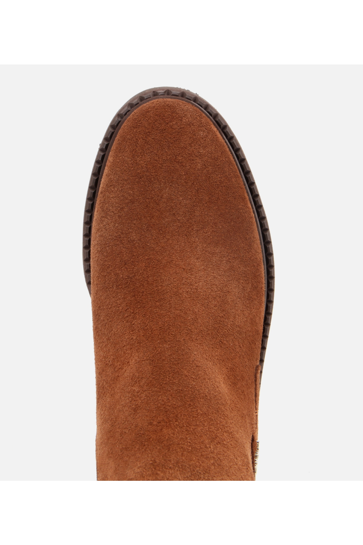 Kadın Süet Deri Taba Lastik Detaylı Düz Bot - Görsel 5