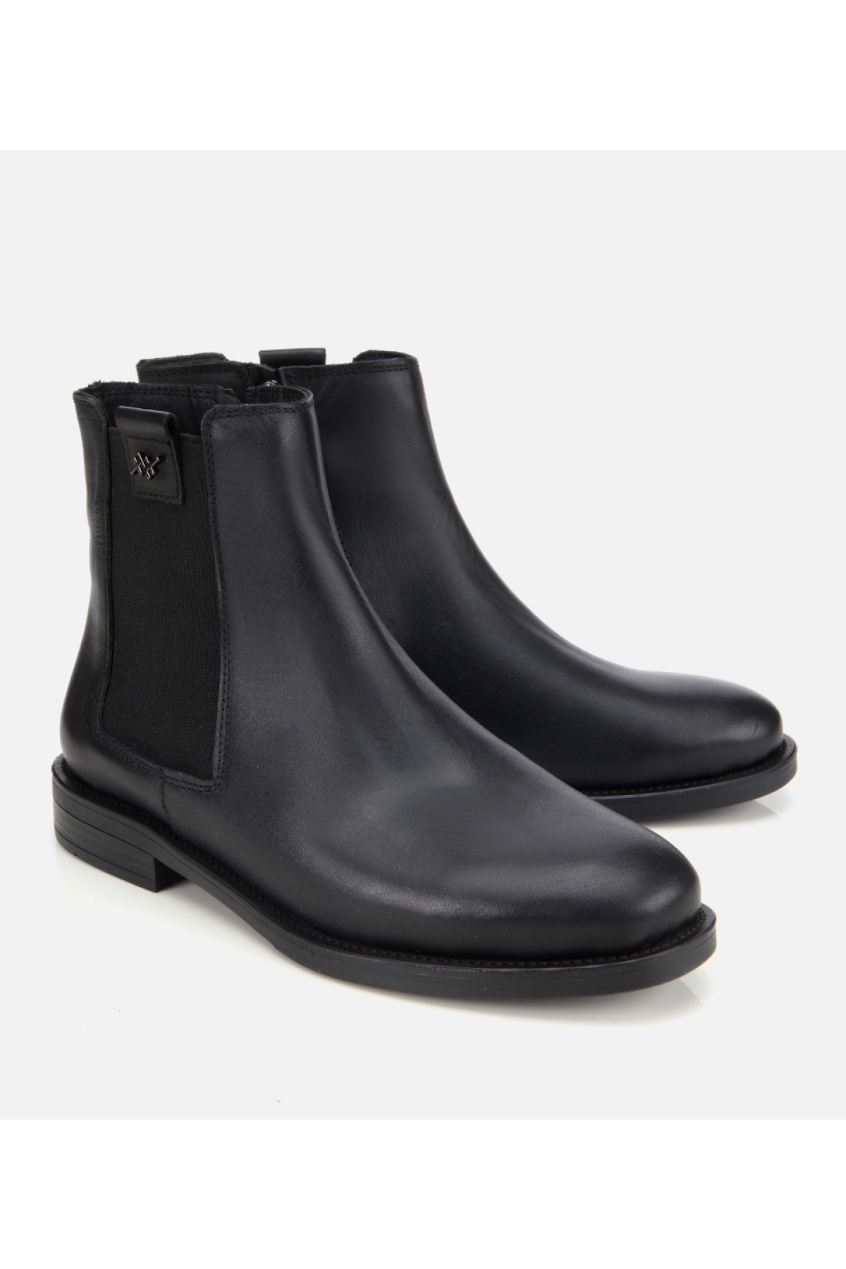 Kadın Deri Siyah Lastik Detaylı Bilekte Düz Bot - Görsel 2