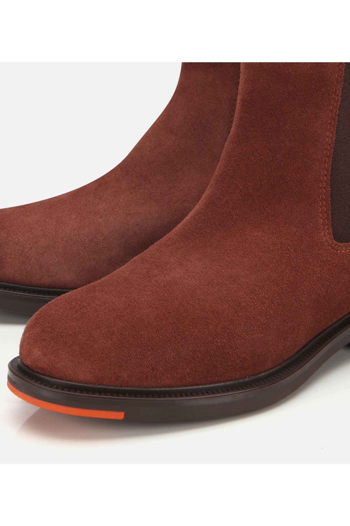 Kadın Süet Deri Taba Lastik Detaylı Düz Bot - Görsel 3