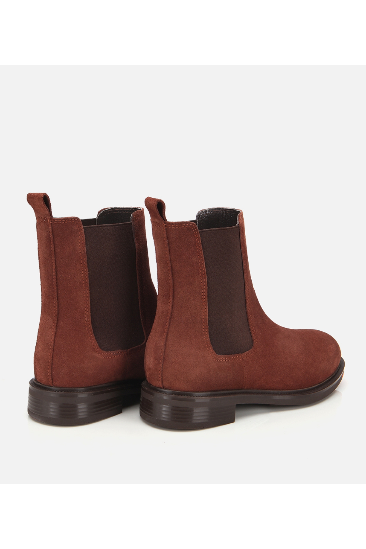Kadın Süet Deri Taba Lastik Detaylı Düz Bot - Görsel 4