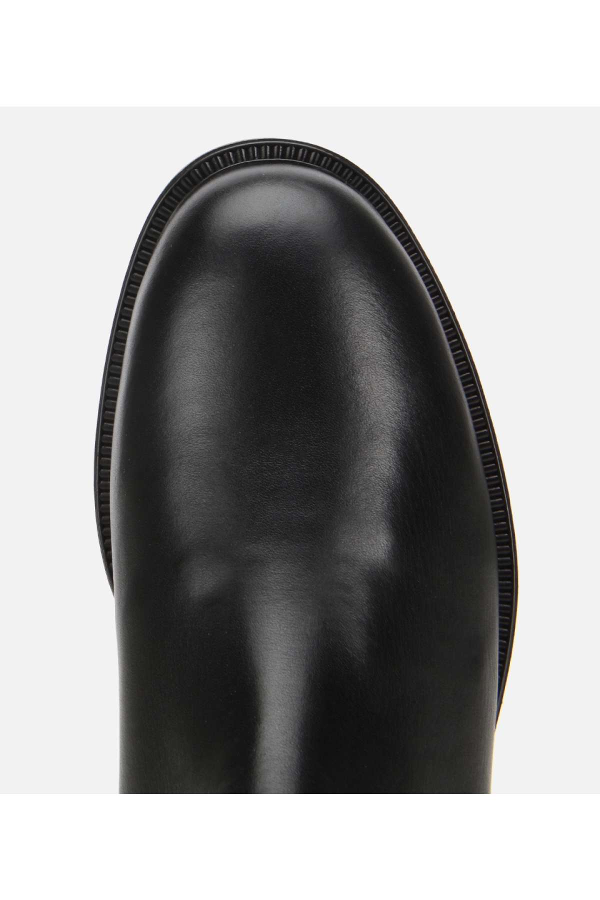 Kadın Deri Siyah Lastik Detaylı Düz Bot - Görsel 5