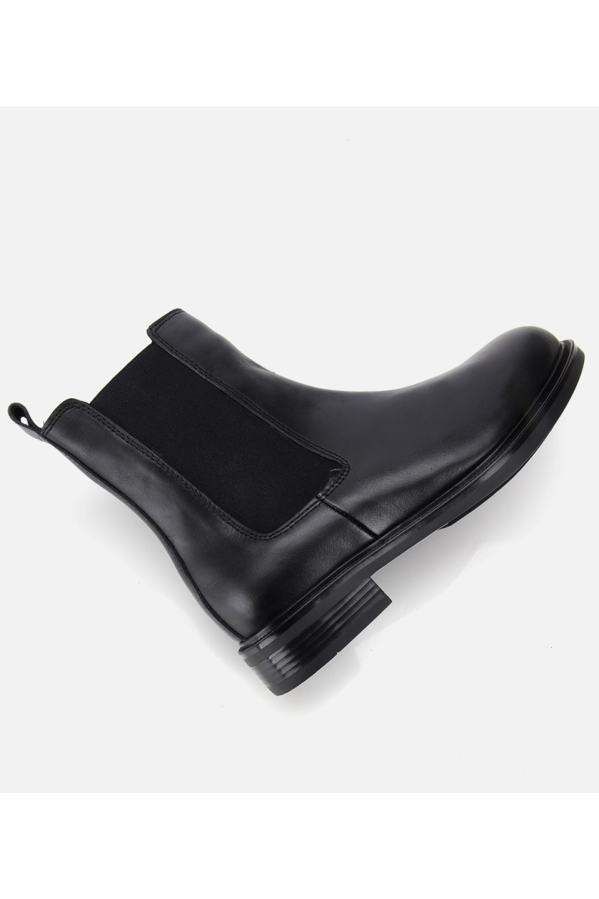 Kadın Deri Siyah Lastik Detaylı Düz Bot - Görsel 6
