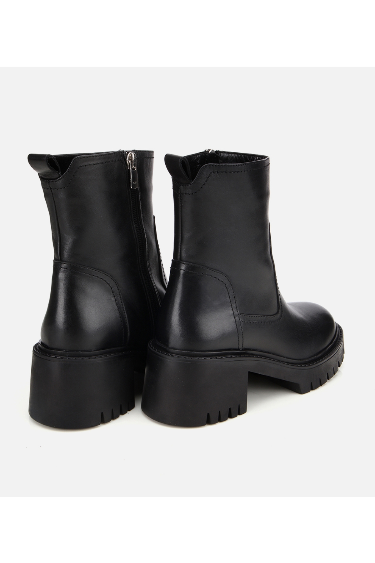 Kadın Deri Siyah Streç Bilekte Düz Bot - Görsel 4