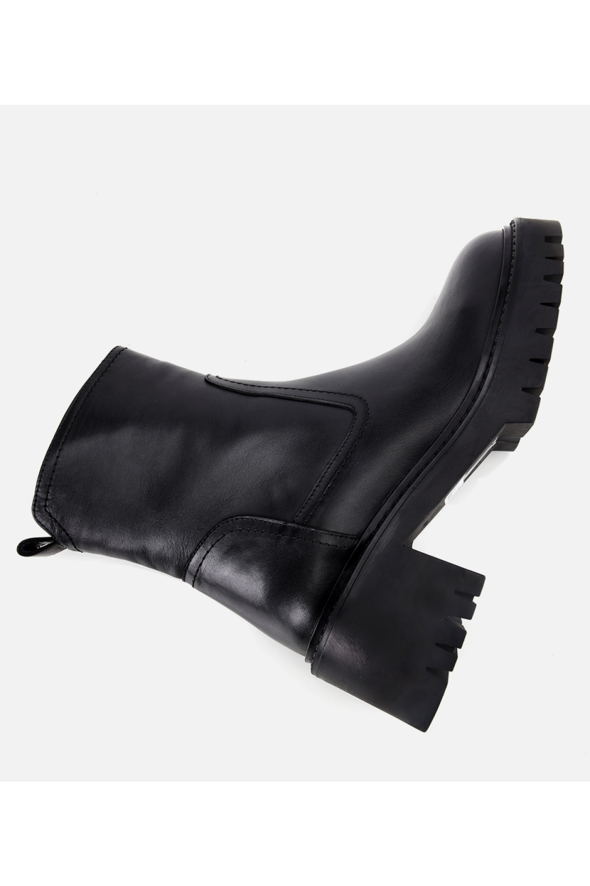 Kadın Deri Siyah Streç Bilekte Düz Bot - Görsel 6