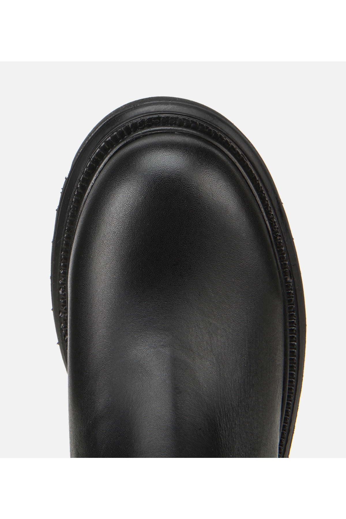 Kadın Deri Siyah Lastik Detaylı Kalın Tabanlı Düz Bot - Görsel 5