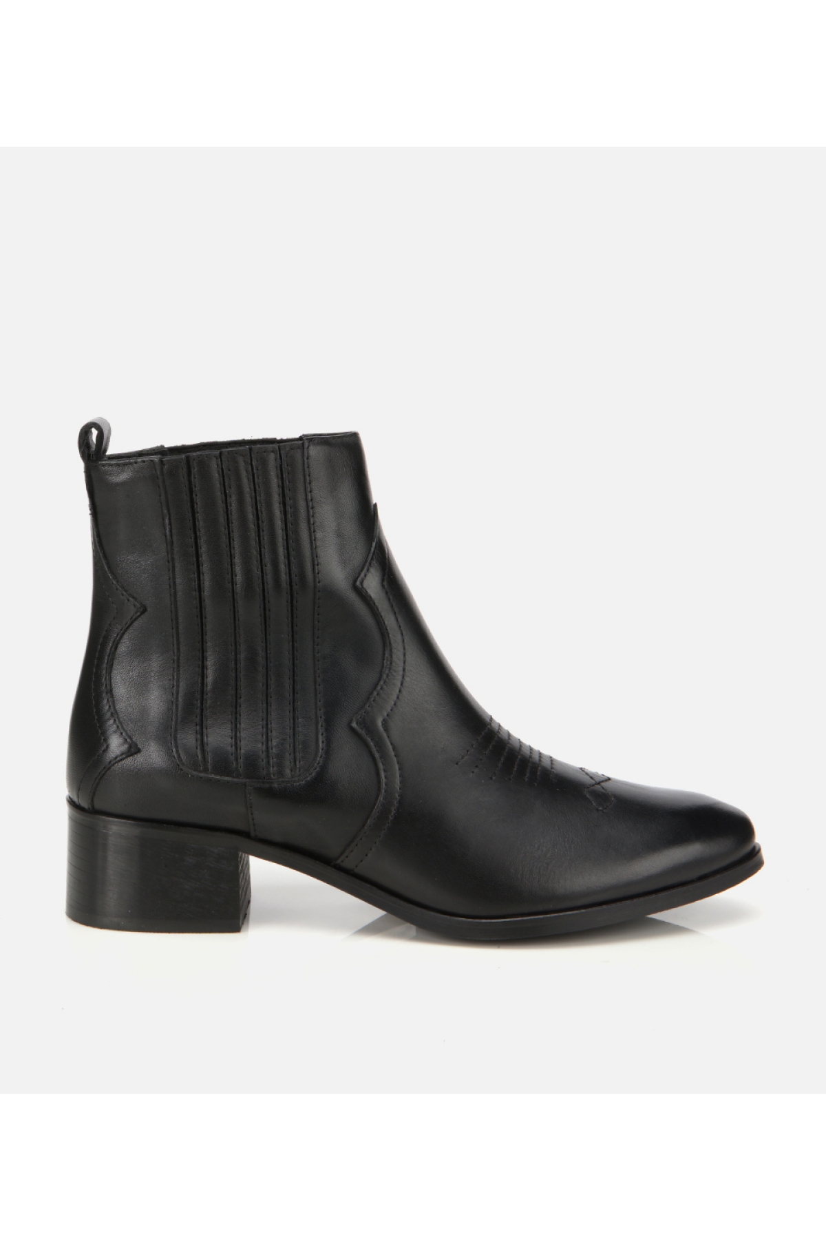 Hotiç Kadın Deri Siyah İşlemeli Western Düz Bot model görseli