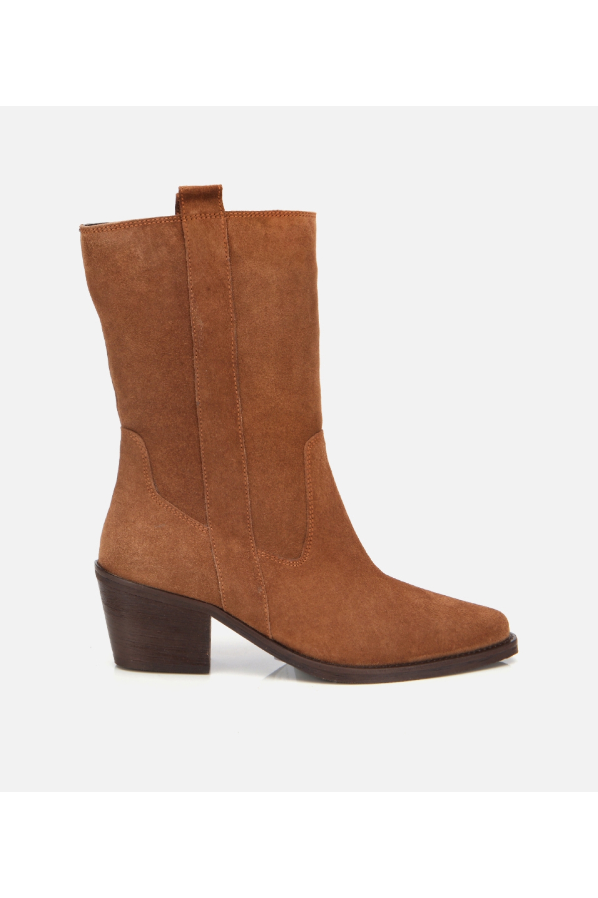 Hotiç Kadın Süet Deri Taba Western Kovboy Topuklu Bot model görseli