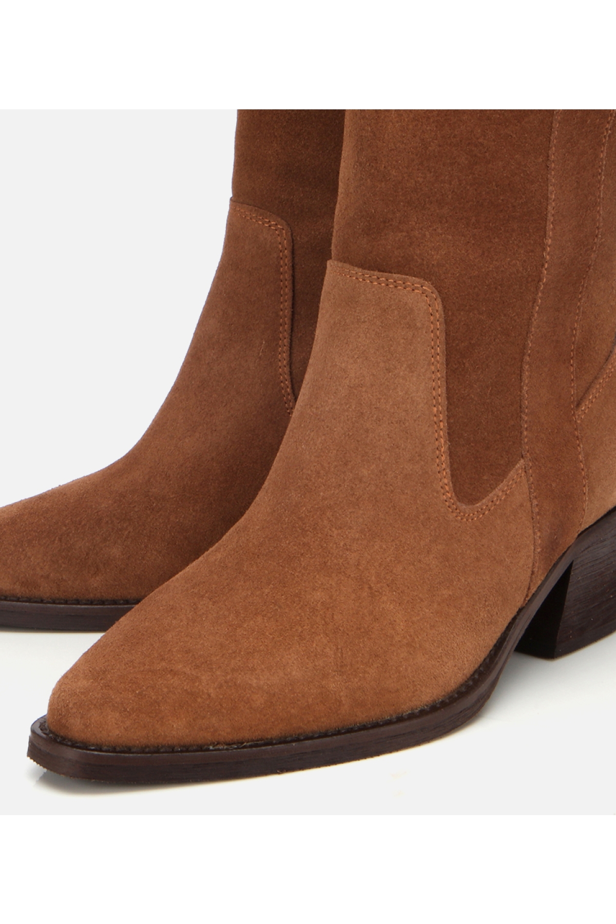 Kadın Süet Deri Taba Western Kovboy Topuklu Bot - Görsel 3