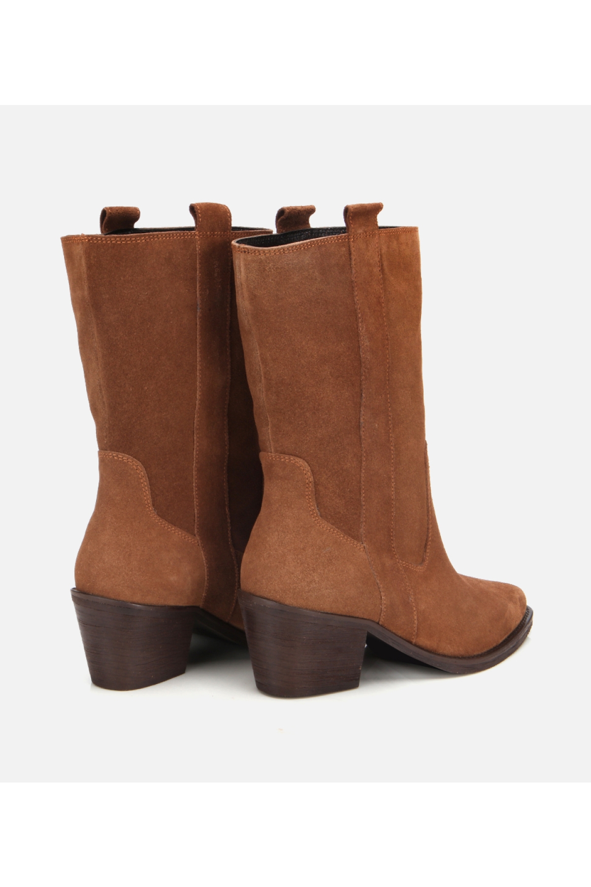 Kadın Süet Deri Taba Western Kovboy Topuklu Bot - Görsel 4