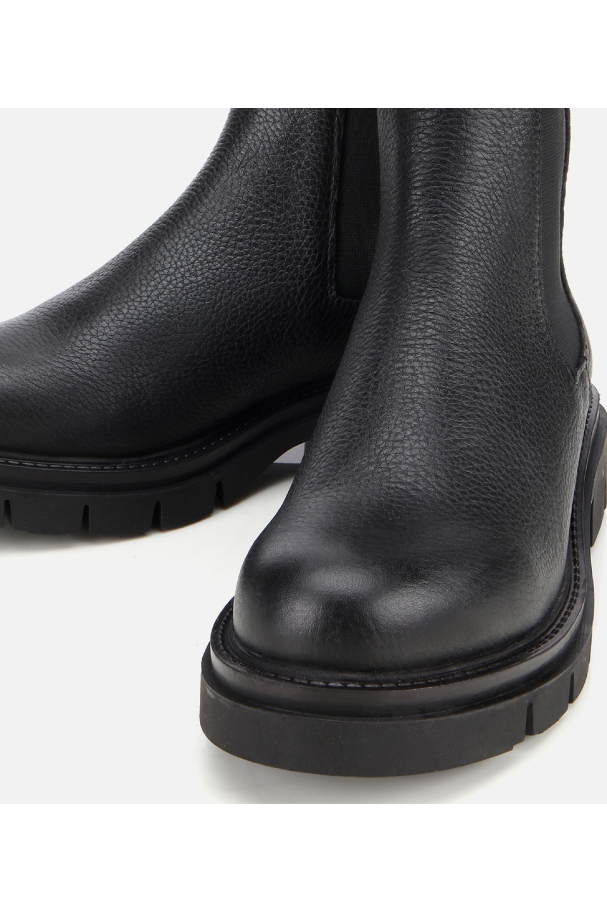 Kadın Deri Siyah Lastik Detaylı Düz Bot - Görsel 3