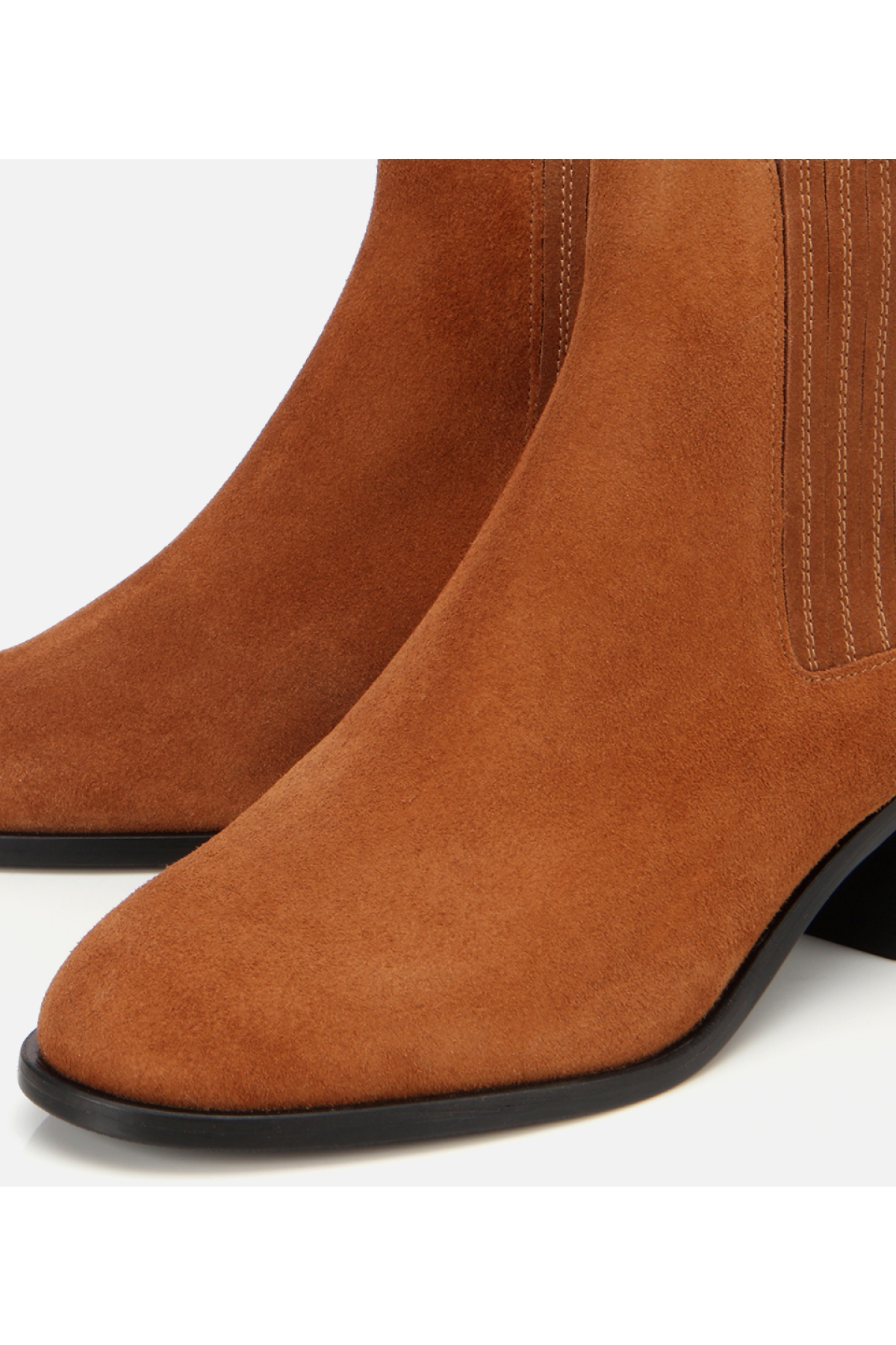 Kadın Süet Deri Taba Lastik Detaylı Bilekte Düz Bot - Görsel 3