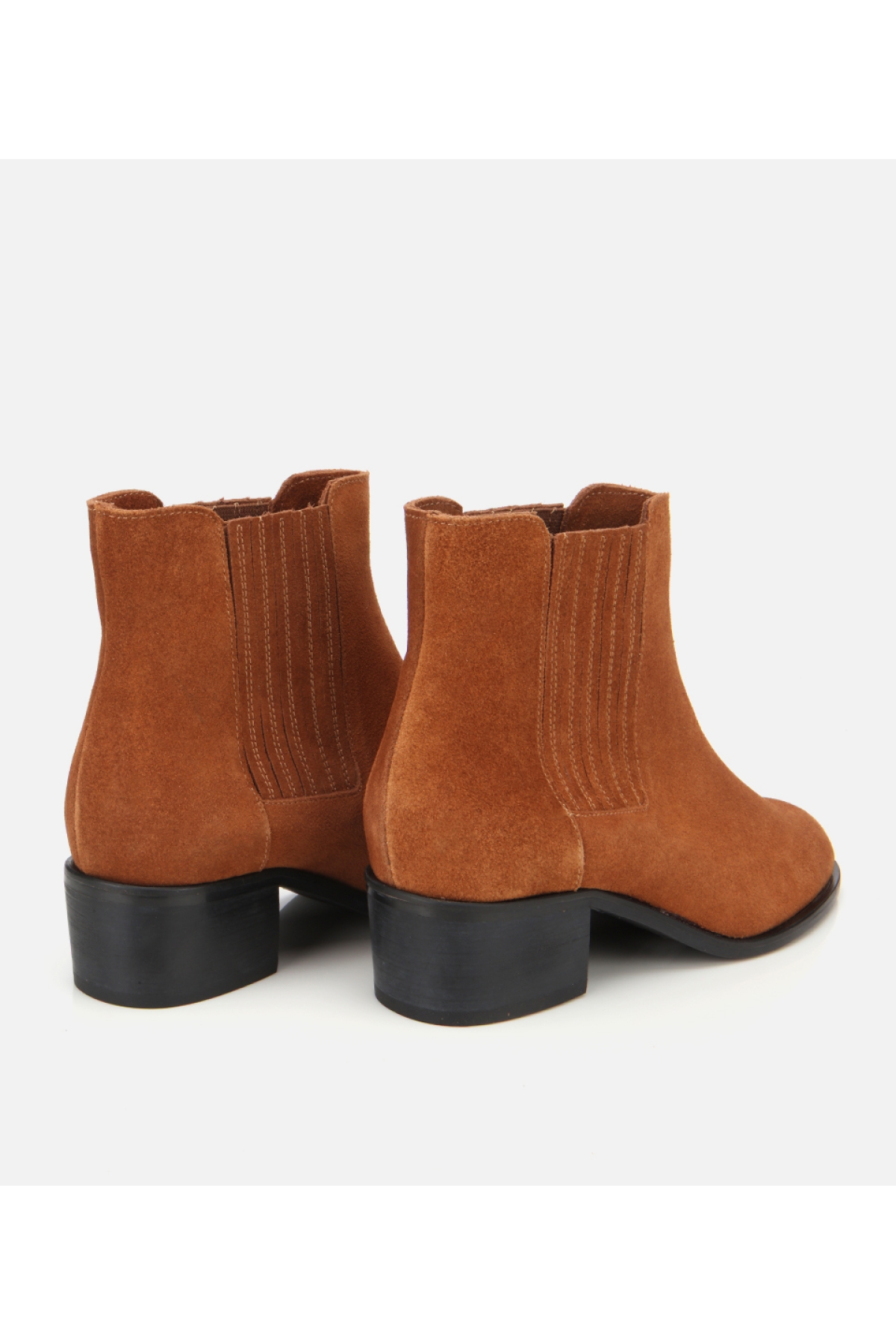 Kadın Süet Deri Taba Lastik Detaylı Bilekte Düz Bot - Görsel 4