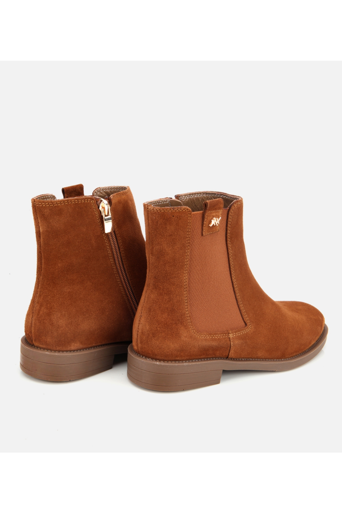 Kadın Süet Deri Taba Lastik Detaylı Bilekte Düz Bot - Görsel 4