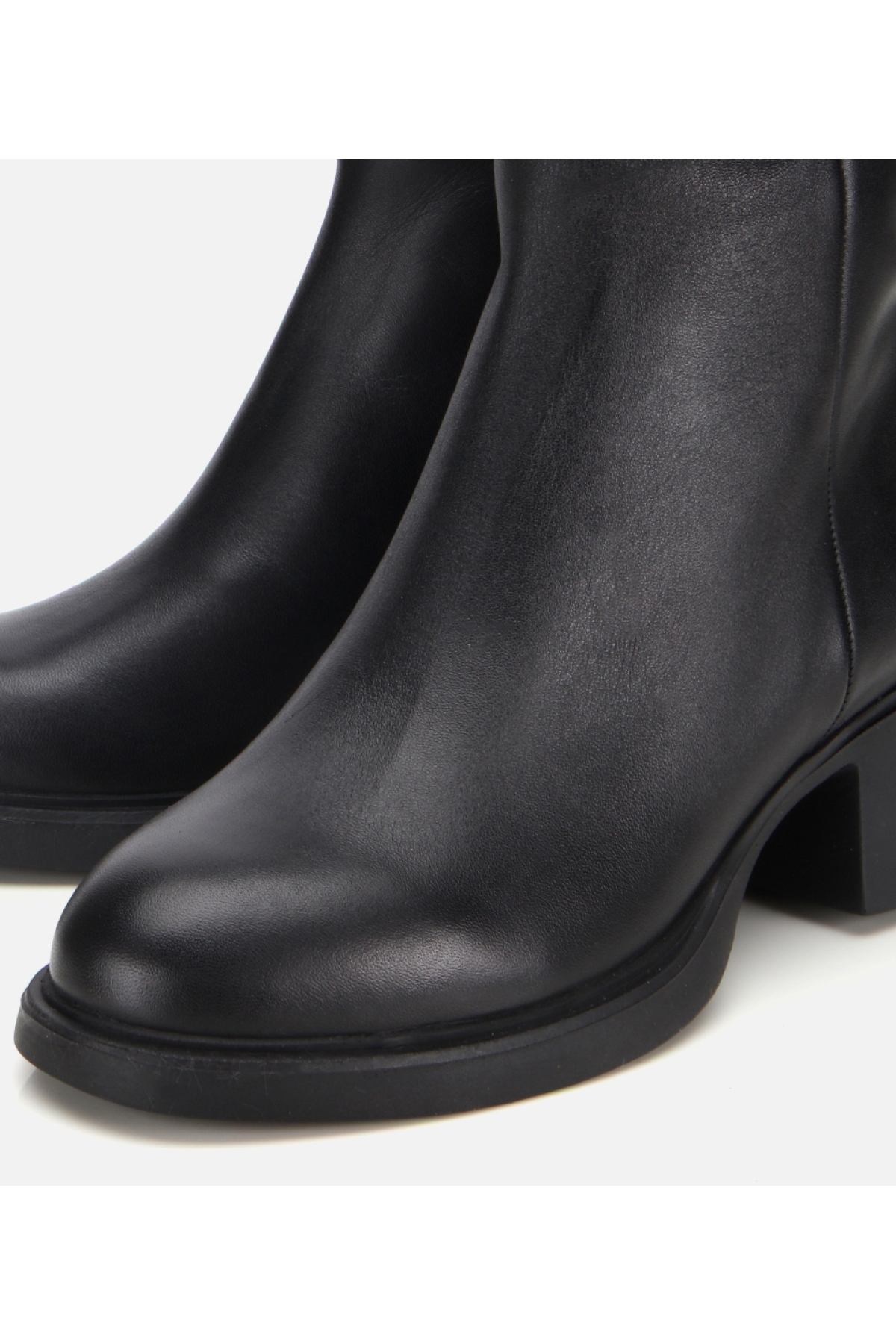 Kadın Deri Siyah Yumuşak Dokulu Bilekte Düz Bot - Görsel 3