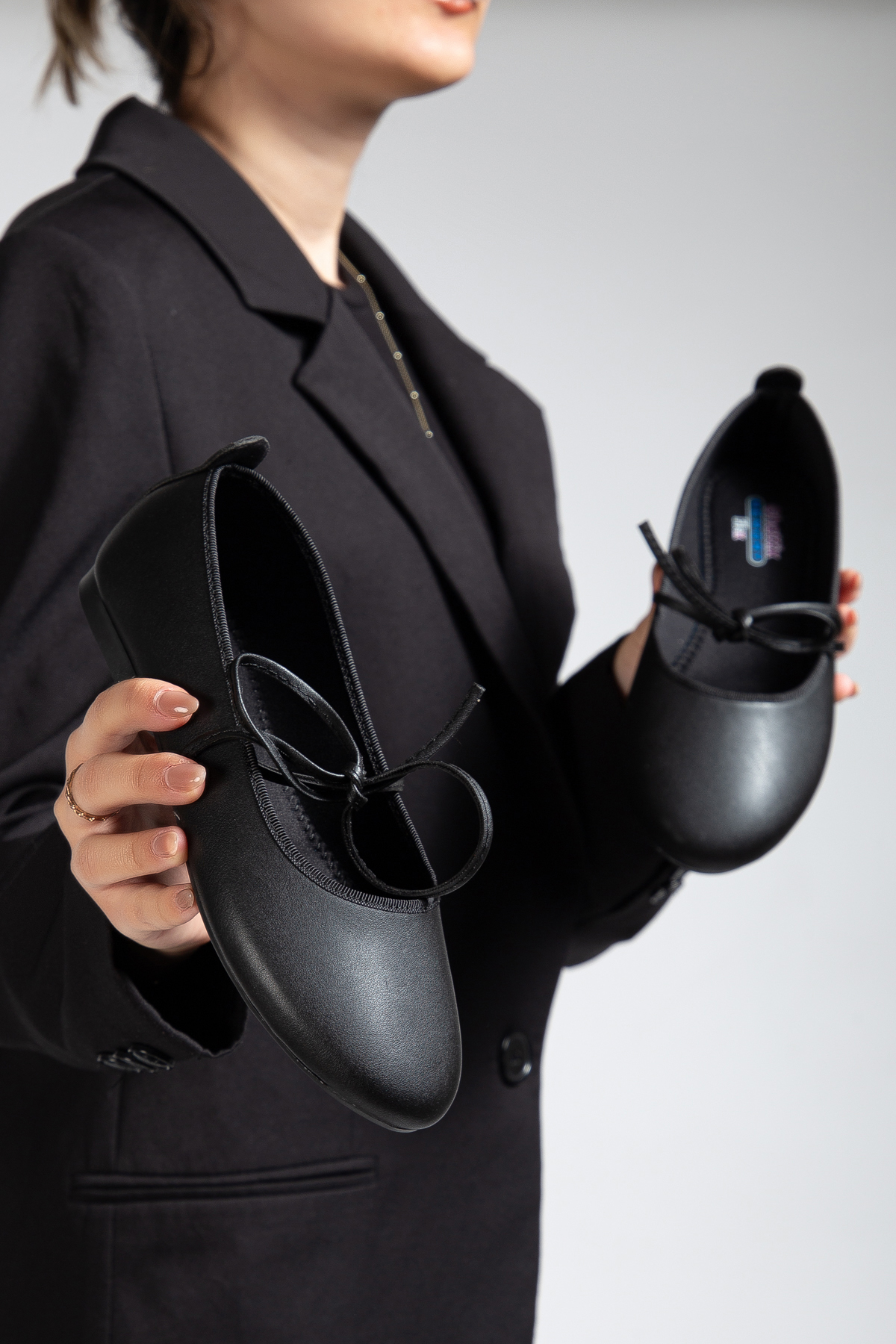 Memory Taban Günlük Kadın Fiyonk Babet Siyah Cilt - Görsel 3