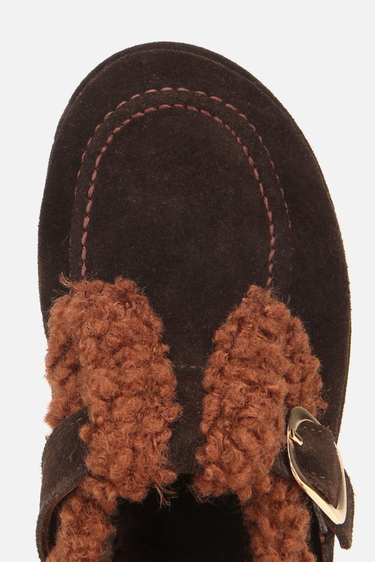 Kadın Süet Deri Kahverengi İçi Kürklü Tokalı Günlük Loafer - Görsel 7