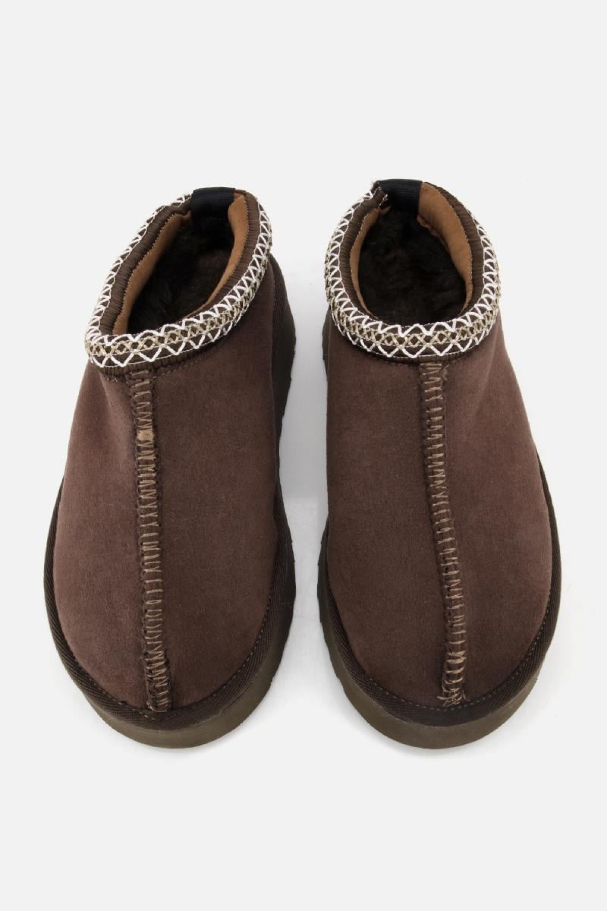 Kadın Süet Kahverengi Dikiş Detaylı İçi Kürklü Yüksek Tabanlı Yarım Bot Terlik - Görsel 7