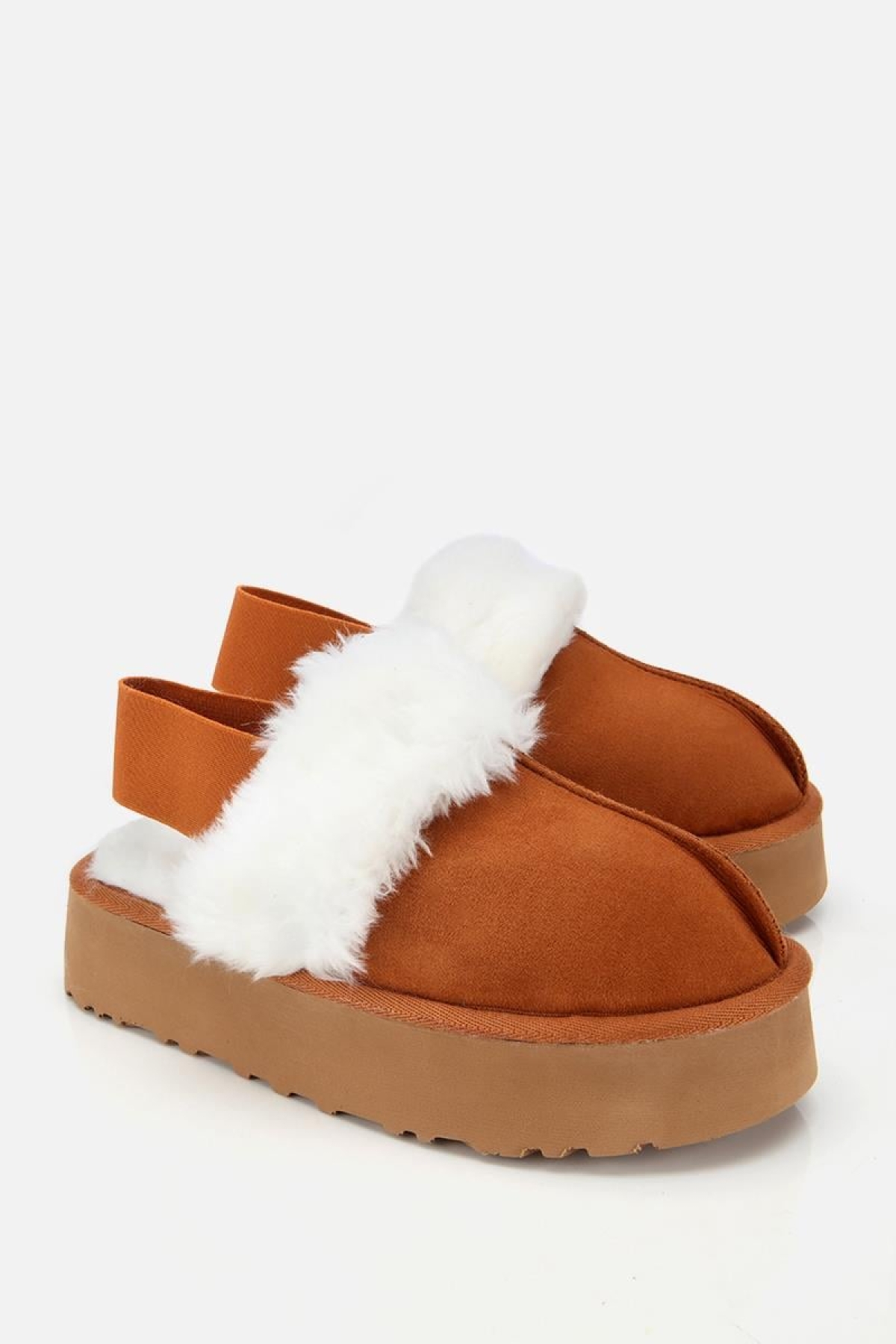 Kadın Süet Taba İçi Kürklü Yüksek Tabanlı Terlik - Görsel 3