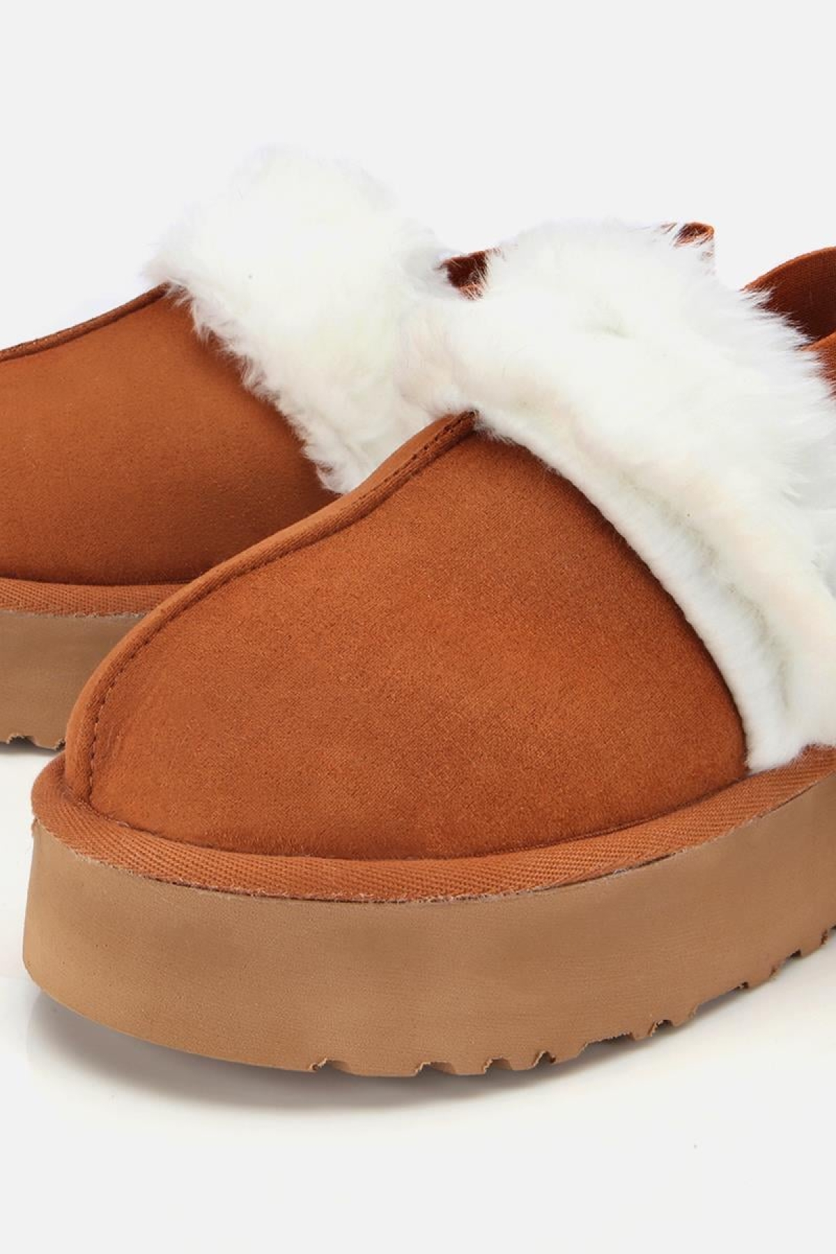 Kadın Süet Taba İçi Kürklü Yüksek Tabanlı Terlik - Görsel 4