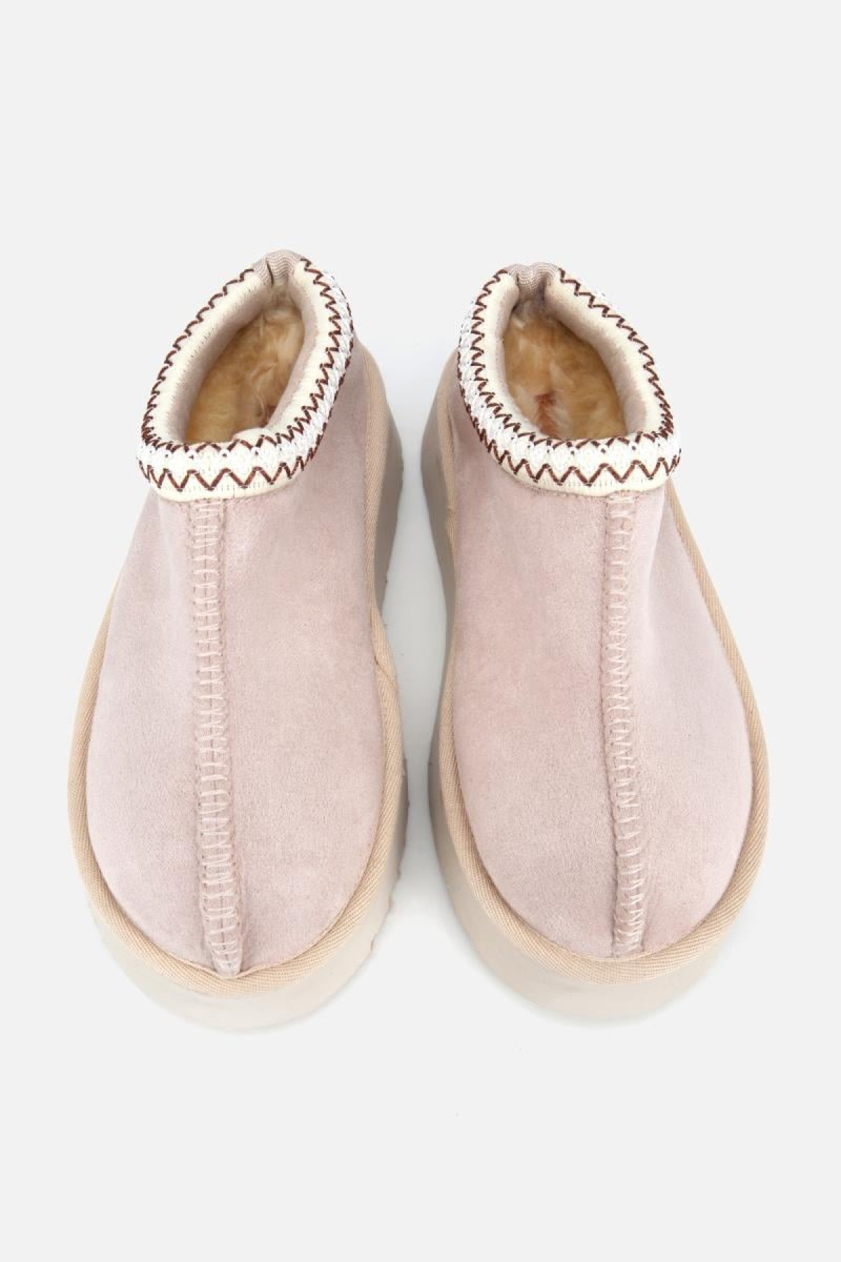 Kadın Süet Bej Dikiş Detaylı İçi Kürklü Yüksek Tabanlı Yarım Bot Terlik - Görsel 7