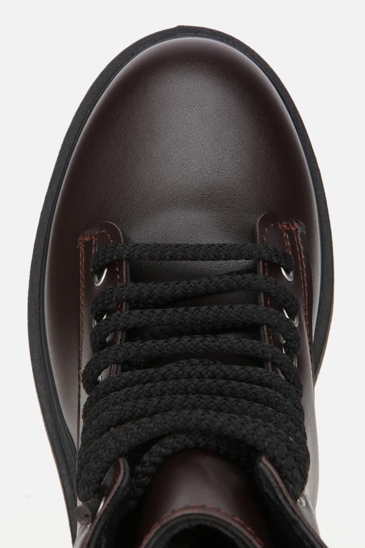 Kadın Kahverengi Bağcıklı Postal Düz Bot - Görsel 6