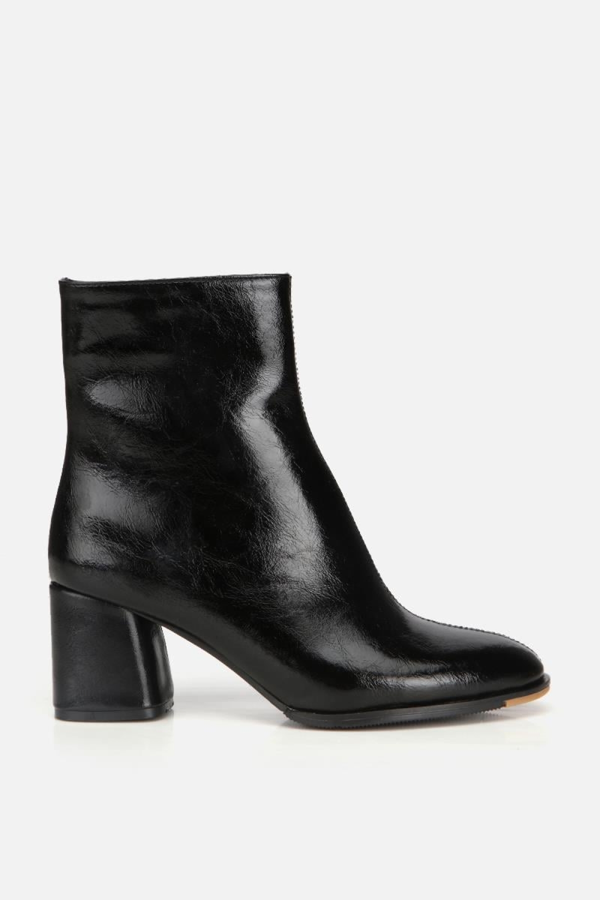 Kadın Rugan Siyah Fermuarlı Kalın Topuklu Bot - Görsel 2