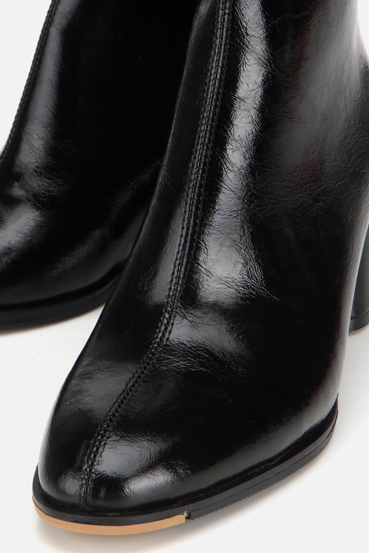 Kadın Rugan Siyah Fermuarlı Kalın Topuklu Bot - Görsel 5