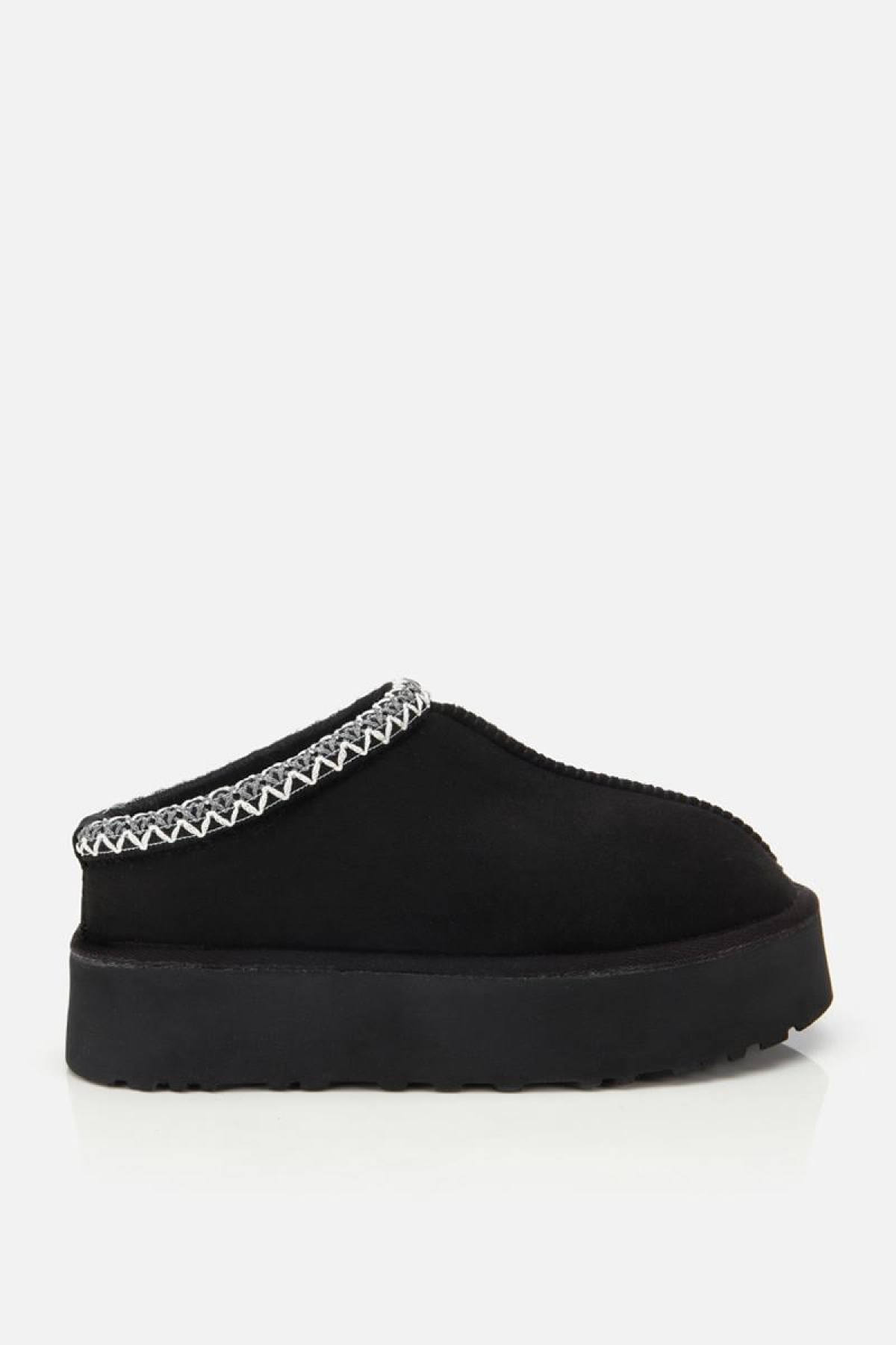 Yaya By Hotiç Kadın Süet Siyah Dikiş Detaylı İçi Kürklü Yüksek Tabanlı Yarım Bot Terlik model görseli