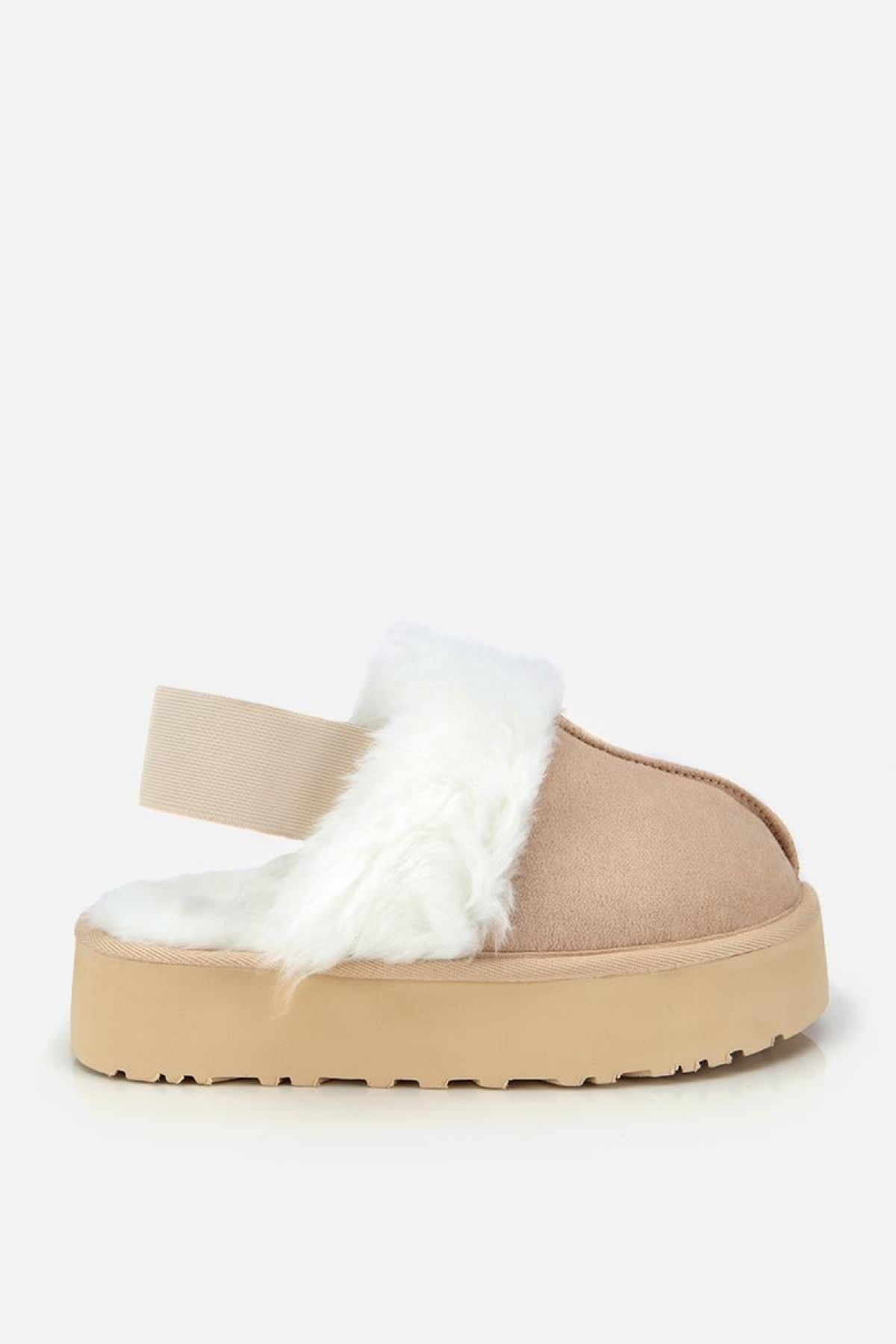 Kadın Süet Bej İçi Kürklü Yüksek Tabanlı Terlik - Görsel 2