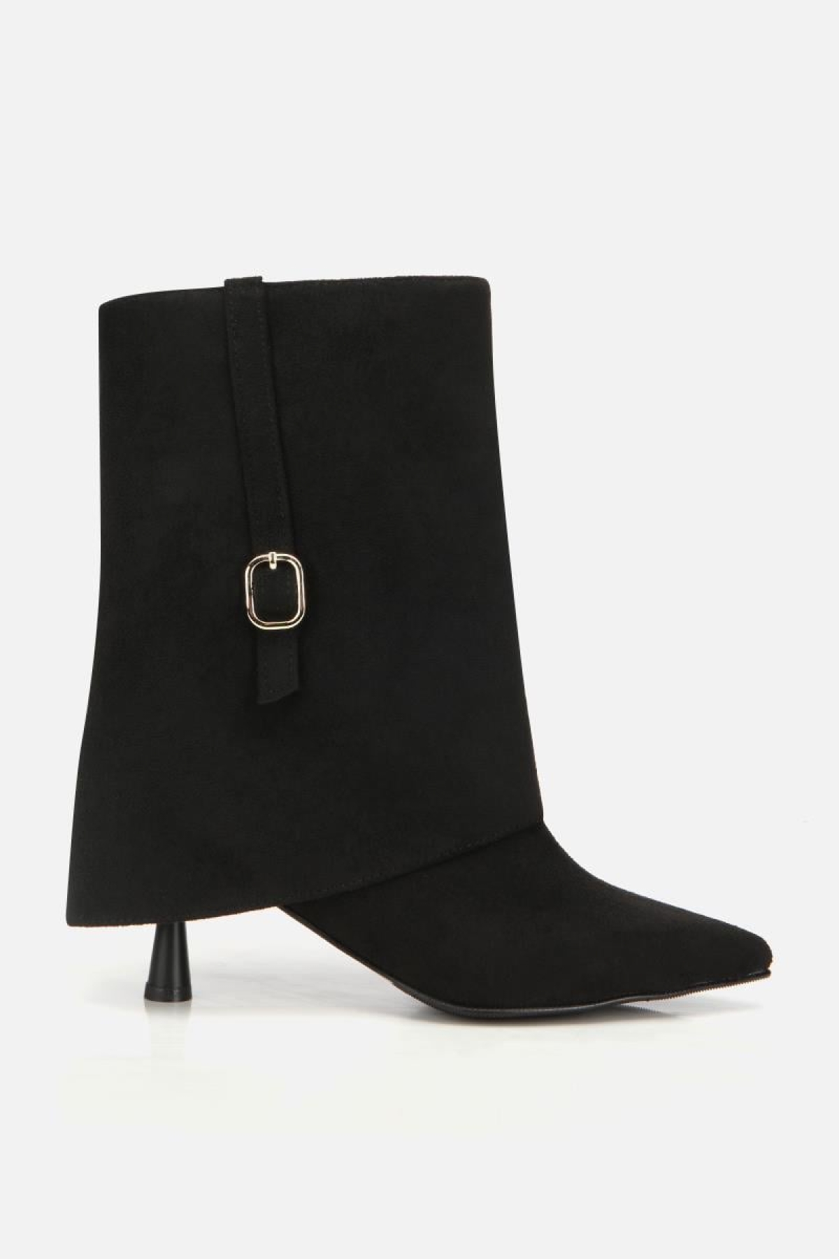 Kadın Süet Siyah Pantolon Görünümlü Tokalı Topuklu Bot - Görsel 2