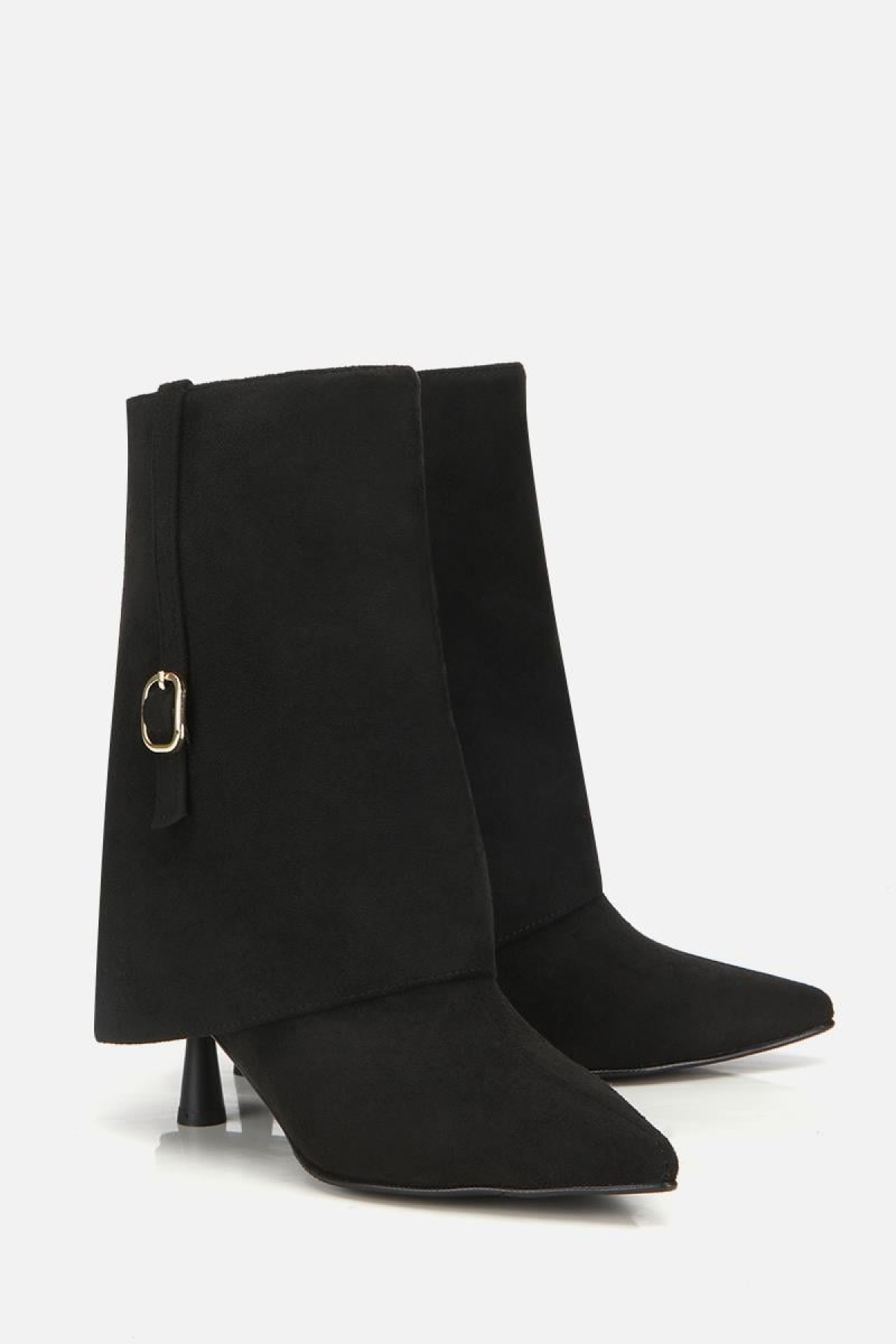 Kadın Süet Siyah Pantolon Görünümlü Tokalı Topuklu Bot - Görsel 3