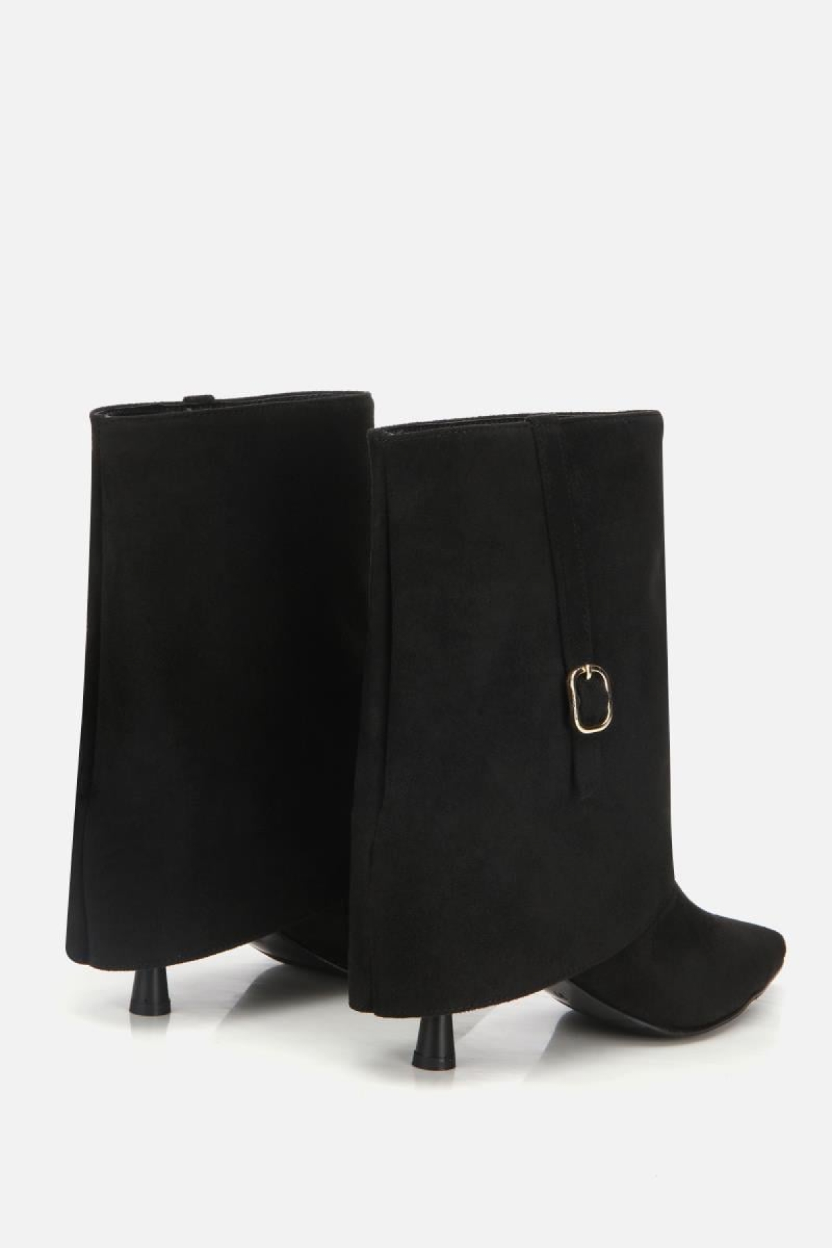 Kadın Süet Siyah Pantolon Görünümlü Tokalı Topuklu Bot - Görsel 4