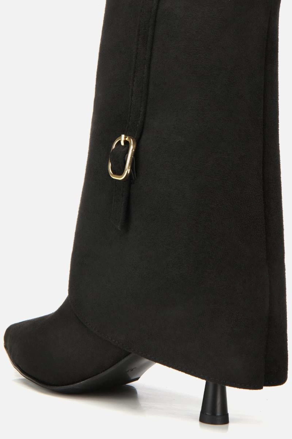 Kadın Süet Siyah Pantolon Görünümlü Tokalı Topuklu Bot - Görsel 6