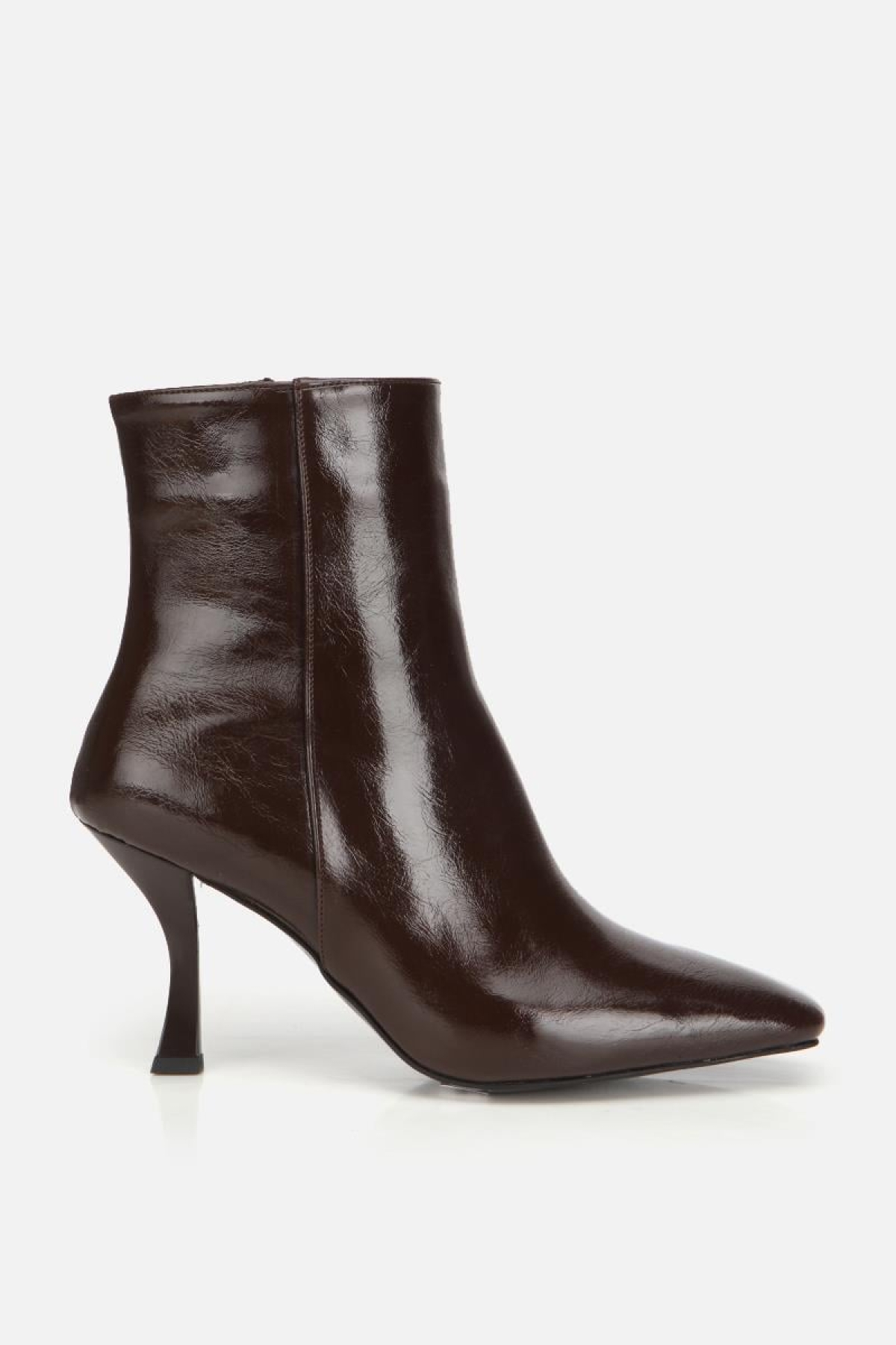 Kadın Kahverengi Küt Burunlu Bilekte Topuklu Bot - Görsel 2