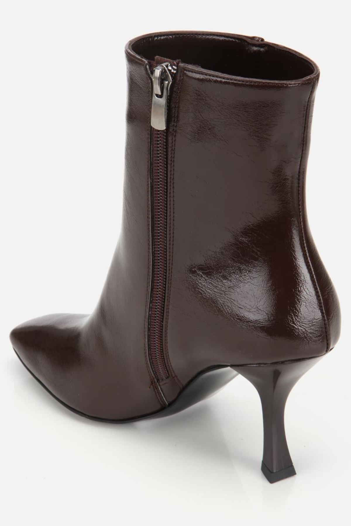 Kadın Kahverengi Küt Burunlu Bilekte Topuklu Bot - Görsel 7