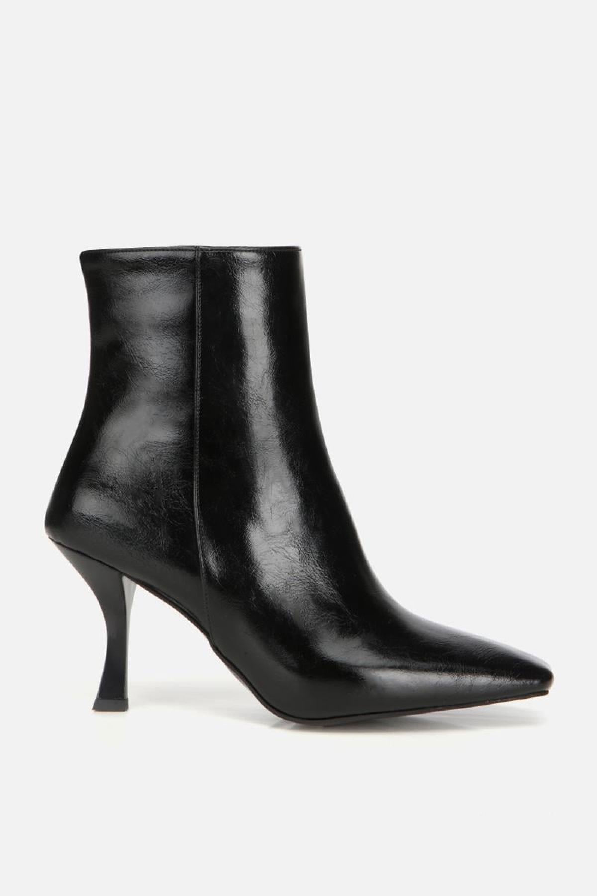 Kadın Siyah Küt Burunlu Bilekte Topuklu Bot - Görsel 2