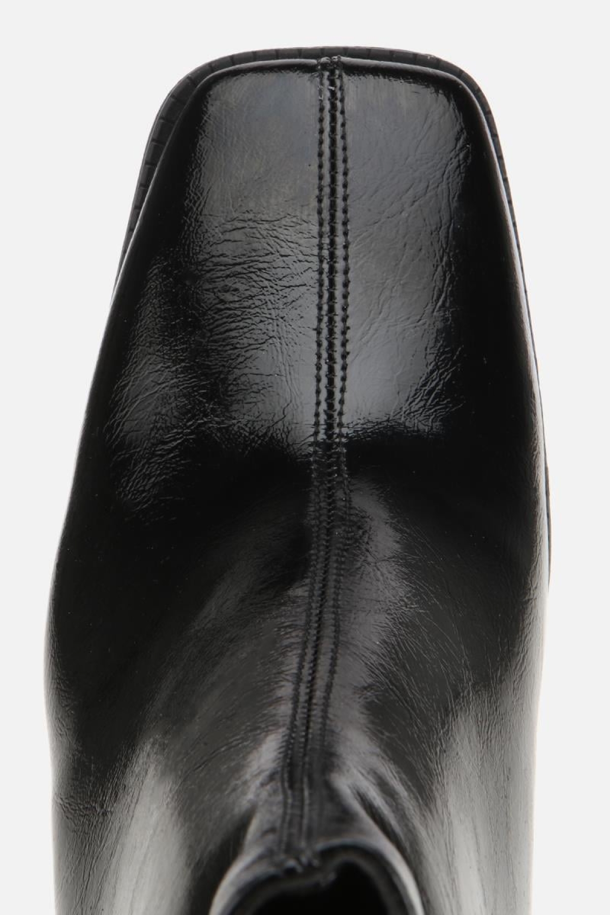 Kadın Rugan Siyah Fermuarlı Küt Burunlu Topuklu Bot - Görsel 6