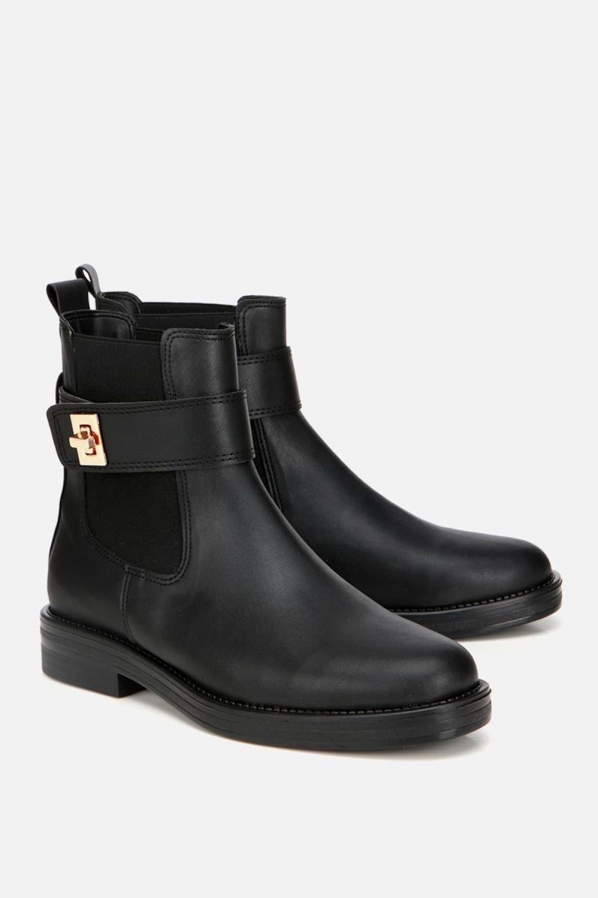 Kadın Siyah Tokalı Lastik Detaylı Düz Bot - Görsel 3